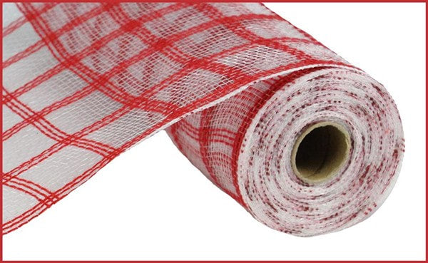 RY830624 10.25"X10yd Faux Jute Check Mesh Red