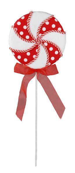 XC1124   19.25"L x 6"Dia Fabric Lollipop    Red/White