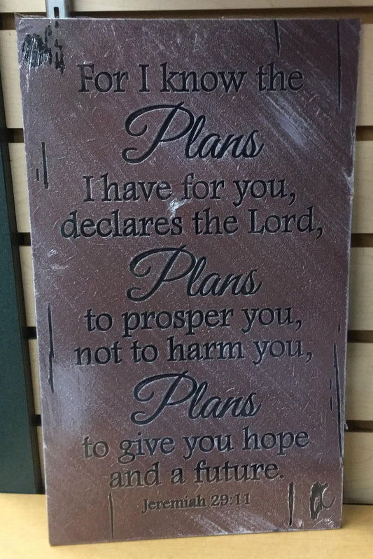 COR104 Jeremiah 29:11 Sign 8.5x14.25 Brick/Blk