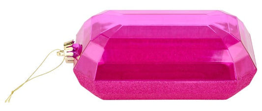 XJ563507   8"L x 5"W Glitter Rectangle Gem Orn    Fuchsia