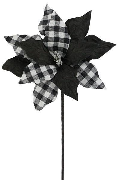 NF410769 Check Poinsettia Stem Blk/Wht