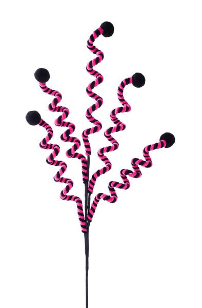 MN035840  27.5"-28"L Velvet Swirl/Rope Coil Sprays Black/Pink