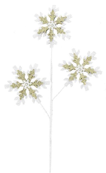 XS9915R3   28"H Eva/Glitter 6" Snowflake Spray    Light Gold/White