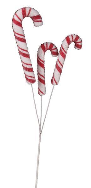 XP349324   19" Candy Cane Pick x 3    Red/White