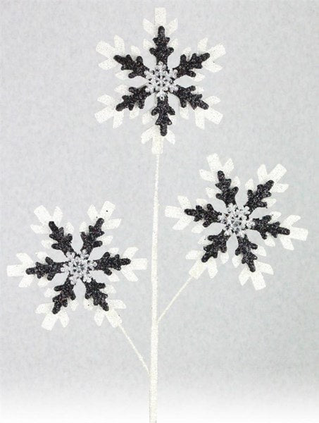 XS991536 28"H Eva/Glitter 6" Snowflake Spray Black/White