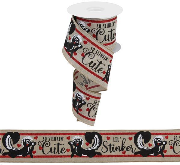 RGE103518    2.5" X 10Yd Valentine Skunks On Royal      Natural/Black/White/Red