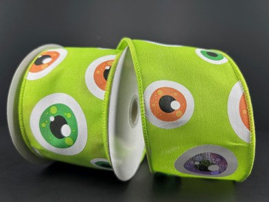 584404009     2.5"X10Yd   Halloween Googly Eyes  Satin   Green/Purple/Orange