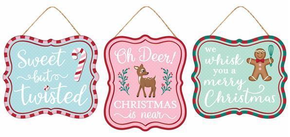 MD0985  7"L x 6"H Christmas Asst Embossed Sign