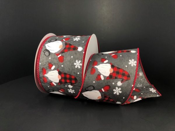 71142-40-51 2.5"X10Y Christmas Gnome Ribbon Grey/Black/Red/White