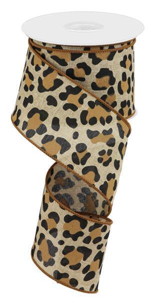 RGB139801 2.5"X10 YD Leopard Print/Royal Light Beige/Black/Brown