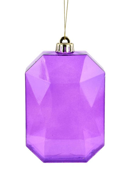 XJ544884  6.25"L x 4.25"W Rectangle Gem Ornament Purple