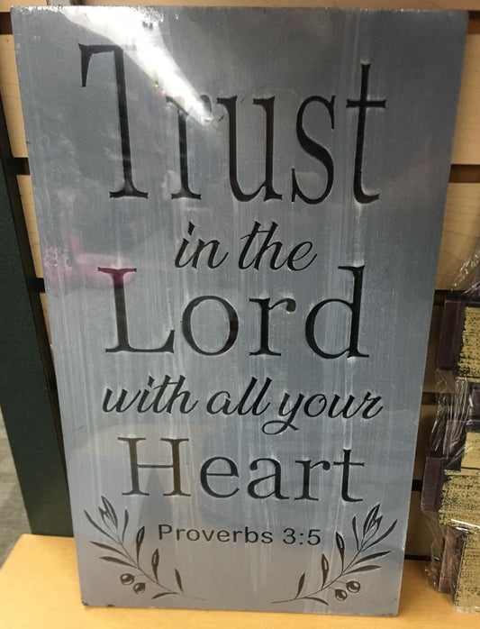 COR103 Trust In The Lord Sign 8.625x14.625 Gray/Blk