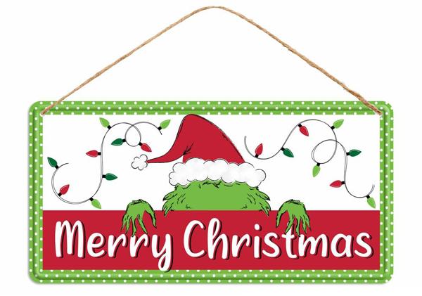 MD1226     12"L Tin Elf Sign/Merry Christmas    White/Black/Red/Lime