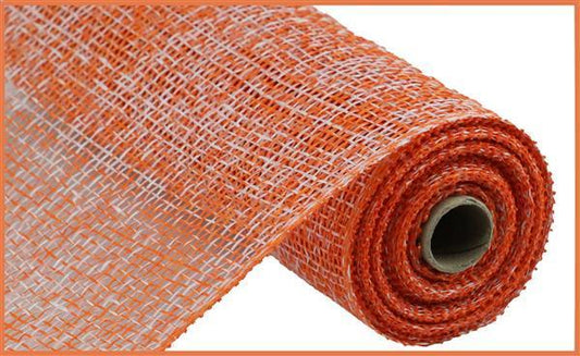 RP815541    10"X10yd Two-Tone Poly Burlap Mesh     Orange/White