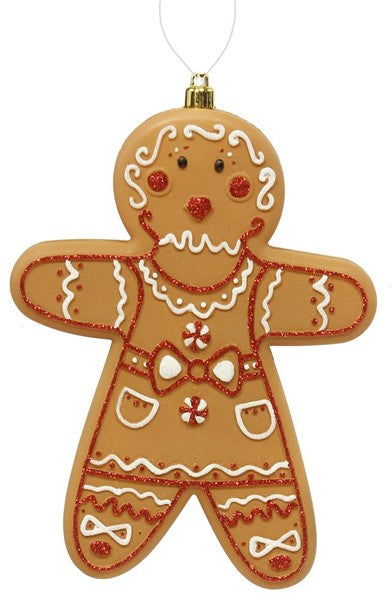 XY8035MA 8.5”Hx6”L Gingerbread Ornament Brown/White/Red