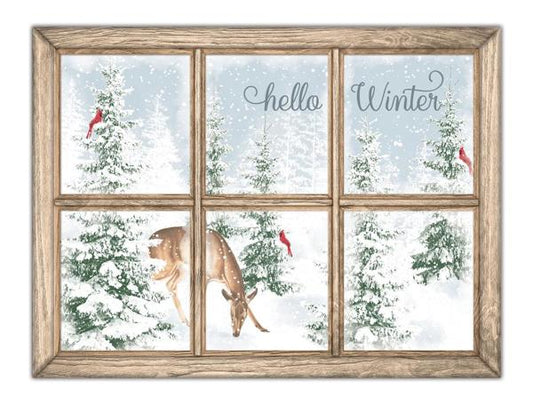 MD1249   12.75"L x 9.5"H Hello Winter Window Sign