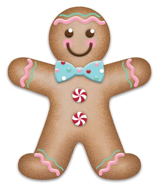 MD0743 12"Hx10"L Metal Gingerbread Boy Sign Tan/Pink/Blue/White/Red