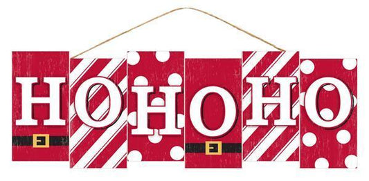 AP7042    14"L x 4.75"H Hohoho Block Sign   Red/White/Black