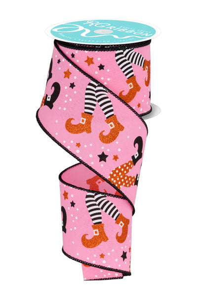 RGF138122  2.5" x 10yd Witch Legs Pink/Orange/Black/White