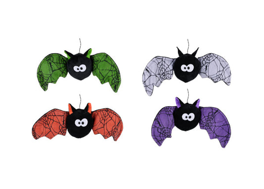 HH394999    16"L Plush Bat W/Web Lace Wings    Green/Orange/White/Purple