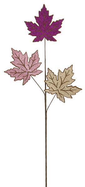 HA9036T8    30.75"L Felt/Glitter Maple Leaf Spray   Brown/Purple/Pink/Champ