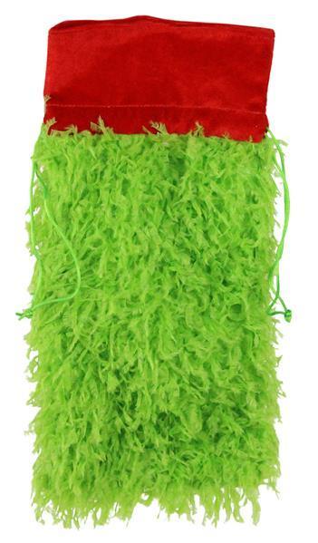 RK2684  14.5"L x 7"W The Furry Wine Bag   Lime Green/Red/White