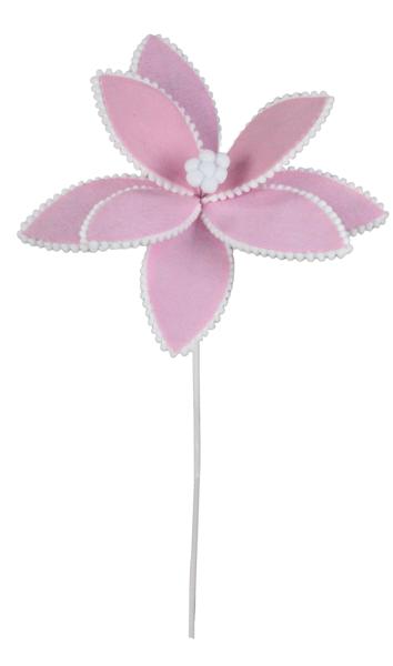 XS399522     12.25"Dia Felt Poinsettia On 19.5"L Stem    Pink