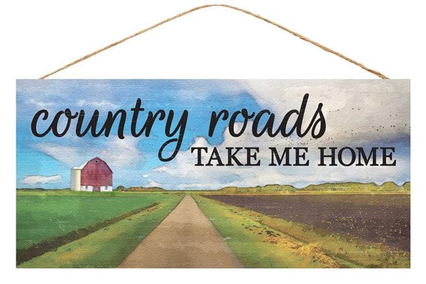 AP8377 12.5"L X 6"H Country Roads Sign Blue/Green/Multi