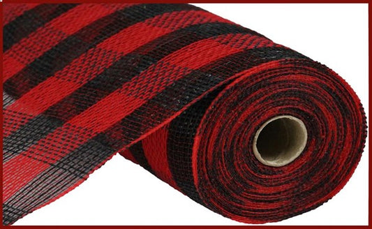 RY8307E6 Red/Blk Fiber/Faux Jute Check Mesh