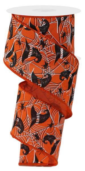 RGE153720  2.5" x 10yd Witch Hats And Spiders Orange/Grey