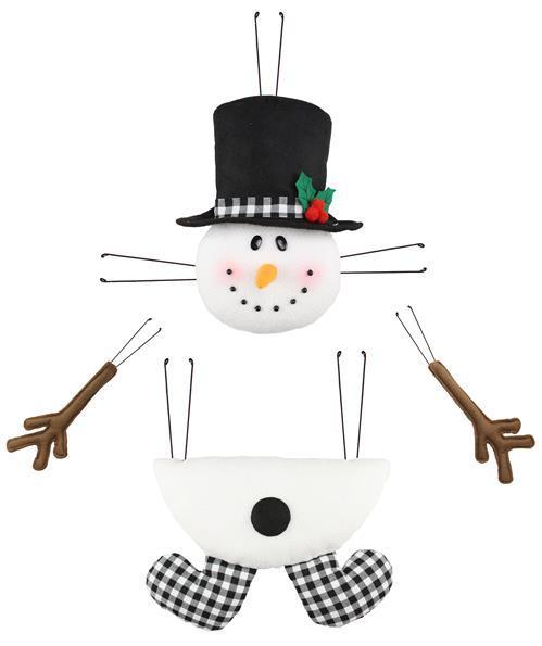 XC6194   4 Piece 27"X 25"L Snowman Décor Kit    White/Black/Green/Red