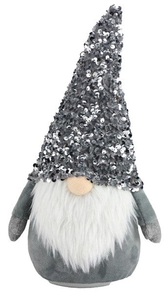 XN421710 12.25'' Sequin/Fabric Gnome Grey/White