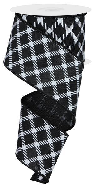 RGE161102   2.5" x 10yd Diamnd Check/Faux Royal Burlap   Black/White