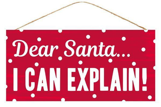 AP8152   12.5"L X 6"W   Dear Santa I Can Explain!    Red/White