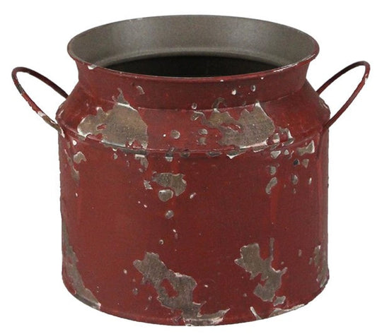 KE1855   5.75"Dia x 5.75"H Short Milk Can    Weathered Red