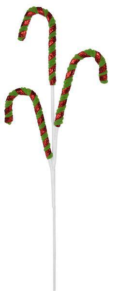 XS107633    26"L Glittered Candy Cane Spray