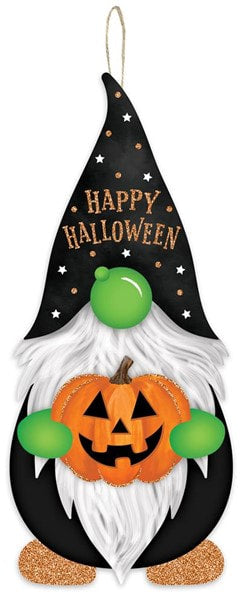 AP8905 13.25"Hx5.75"L Halloween Gnome Shape Black/White/Orange