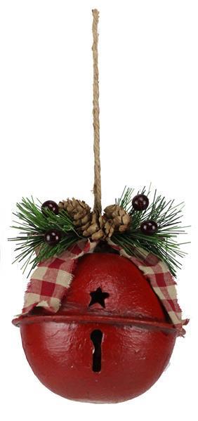 XY921150   4.75"Dia Decorated Jingle Bell   Antique Red