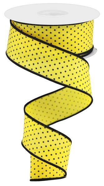 RG01685N6    1.5" x 10yd Raised Swiss Dots On Royal    Sun Yellow/Black