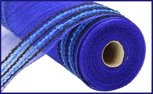 RY8116K5     10.25" x 10yd Drift/Pp Wide Border Mesh   Royal Blue/Black