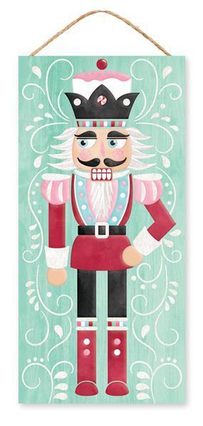 AP8924   12.5"H x 6"L Glitter Nutcracker Sign      Mint/Red/White/Black