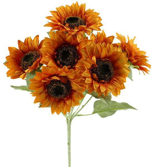 FN164733    17"L Sunflower Bush X7 Orange/Burnt Orange