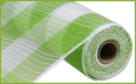 RY831566    10.25" x 10yd Faux Jute/Pp Large Check    Fresh Green/White