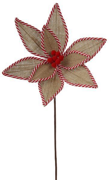 XS389218    21"L Felt Poinsettia Stem      Natural/Red/White