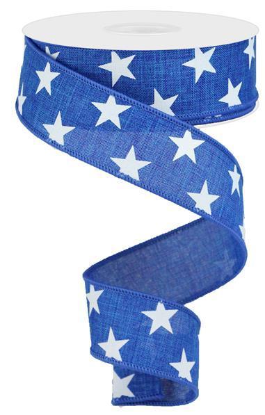 RGA111525     1.5" X 10Yd Stars On Royal      Royal Blue/White