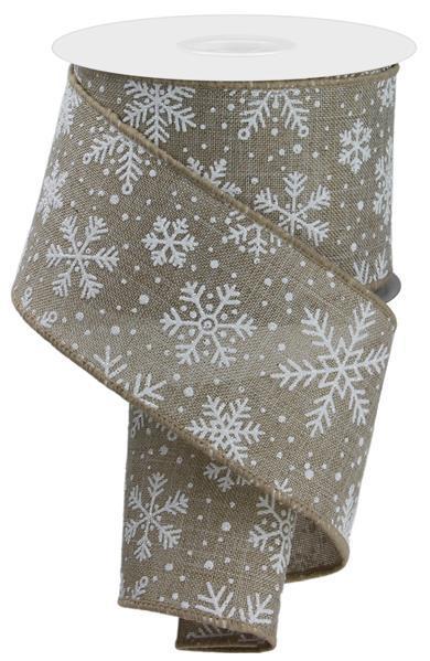 RGE141418    2.5" x 10yd Multi Snowflake On Royal    Buff/White