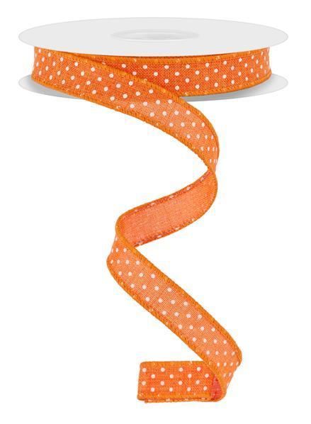 RGE1776HW    5/8" x 10yd Raised Swiss Dots On Royal    New Orange/White