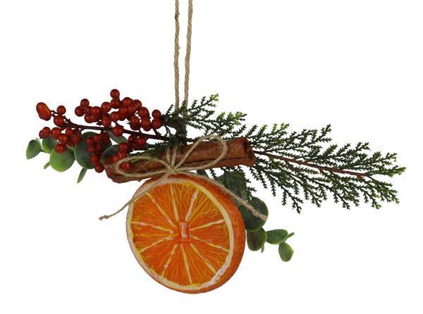 EF5191    3.25"Dia Orange Slice Ornament     Orange/Green/Natural