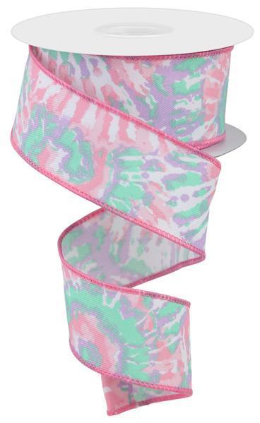 RGE1234AN    1.5" x 10yd Multi Color Tie Dye/Diagonal   White/Tt Pink/Mint/Lav