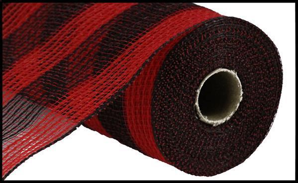 RY8319E6  10.25"X10yd Faux Jute/Pp Small Stripe   Red/Black